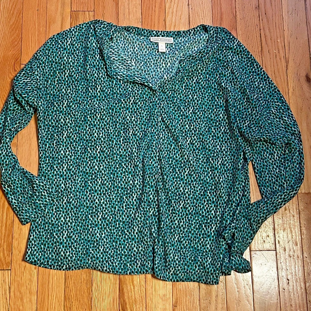 Dana Buchman Blue Print Long Sleeve‎ Shirt Size Large